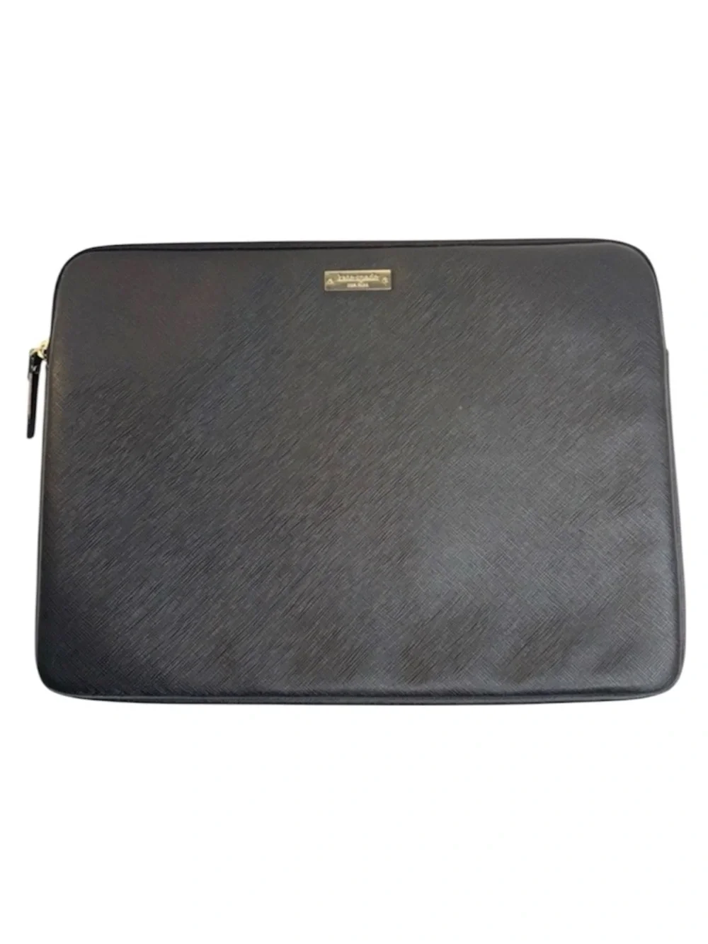 Kate Spade Black Laptop Sleeve 13” MacBook Case Gold Plaque Zip